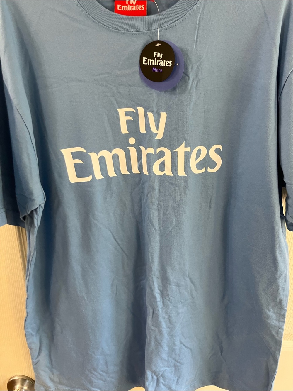 Fly Emirates Men's Short Sleeve T-Shirt in Light Blue